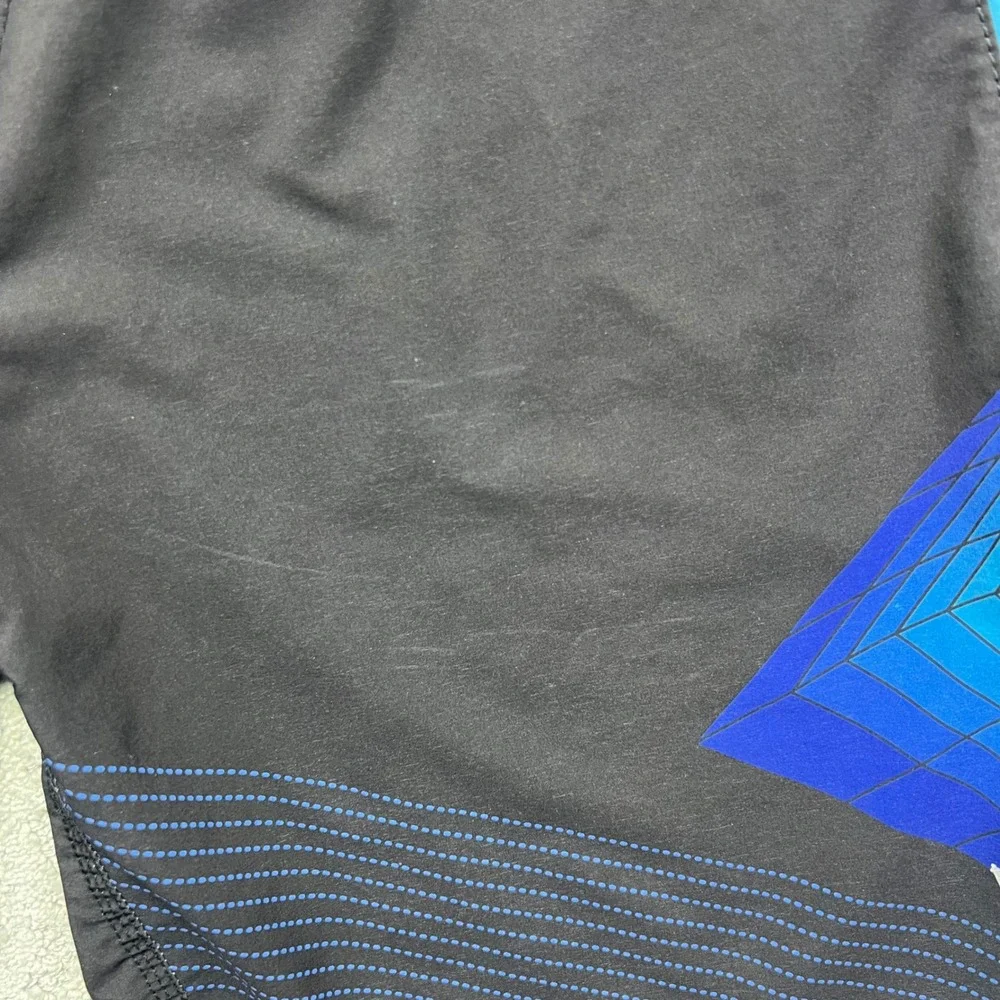 Y2k Gotcha Mens Board Shorts Sz 38 Black Blue Geometric 4-Way Stretch Swim Surf‎
